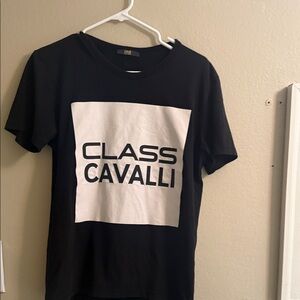 Cavalli Class Black Shirt with Gold Logo